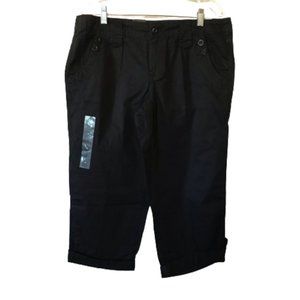 Calvin Klein Black Casual Capri Length Pants With Buttoned Cuffed Hem Size 12